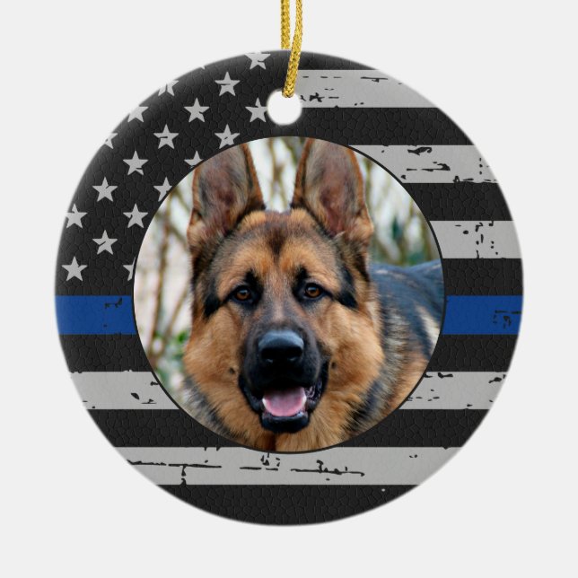 Thin Blue Line - In Love Memory - K9 Police Dog Keramik Ornament (Vorne)