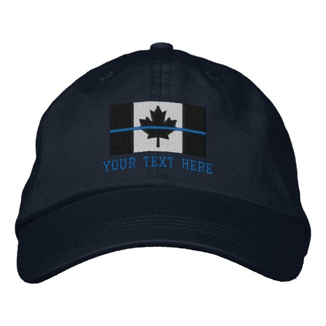 Thin Blue Line Kanadische Flagge personalisieren Bestickte Baseballkappe (Vorderseite)