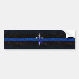 Thin Blue Line Kreuz und Band Autoaufkleber
