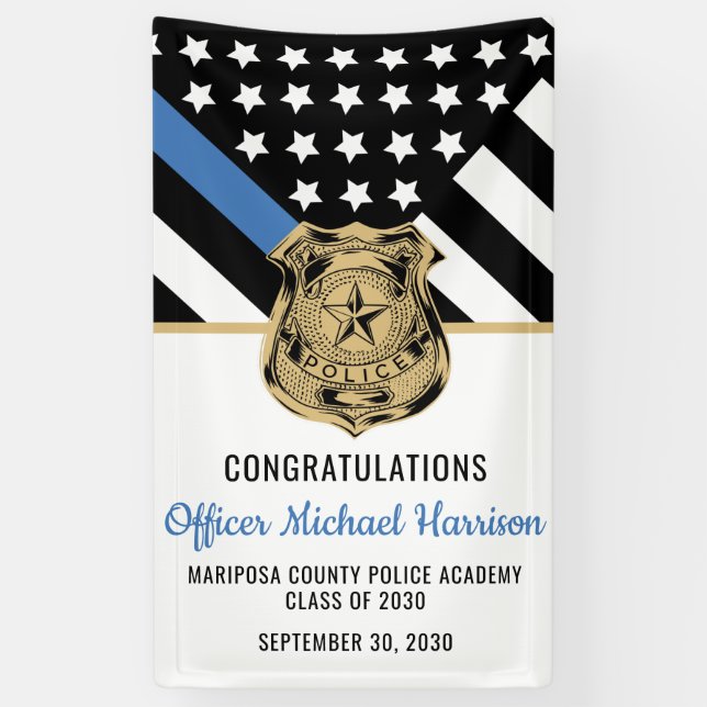 Thin Blue Line Law Enforcement Banner (Vertikal)