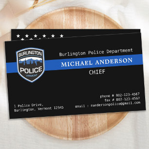 "Thin Blue Line Law Enforcement Custom Logo Police Visitenkarte