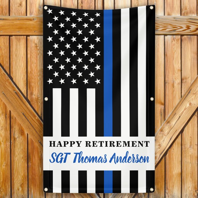 Thin Blue Line Law Enforcement Happy Retirement Banner (Von Creator hochgeladen)