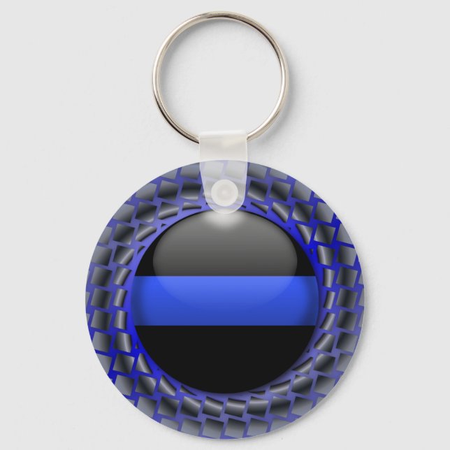 Thin Blue Line Medallion Schlüsselanhänger (Vorderseite)
