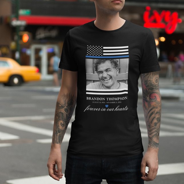 Thin Blue Line Memorial Foto T - Shirt (Von Creator hochgeladen)