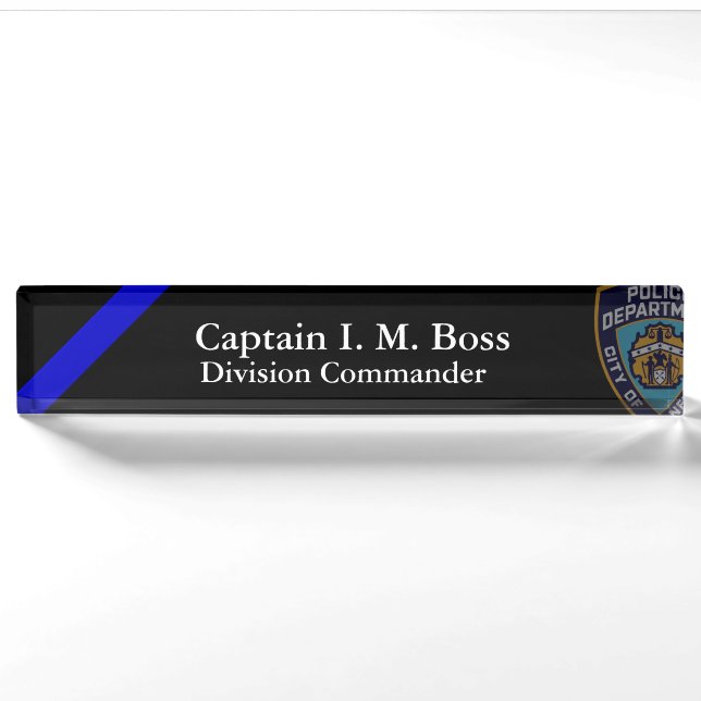 Thin Blue Line NYPD Offset Patch Name Plate Namensplakette (Vorderseite)