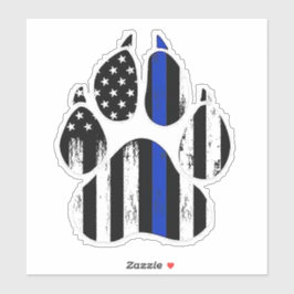 Thin Blue Line Paw Print Aufkleber