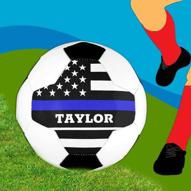Thin Blue Line & personalisiert Football USA Flag Fußball (Von Creator hochgeladen)