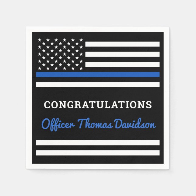 Thin Blue Line Personalisiert Police Abschluss Serviette (Vorderseite)
