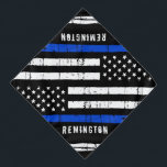 Thin Blue Line Personalisiert Police Dog Bandana Halstuch<br><div class="desc">Thin Blue Line Bandana - Amerikanische Flagge in Polizei Flag Farben, gestörtes Design . Personalisieren Sie mit dem Namen des Polizeihundes. Dieser personalisierte Polizeihund ist perfekt geeignet für Polizei- und Strafverfolgungsfamilien und alle, die sie unterstützen. COPYRIGHT © 2020 Judy Burrows, Black Dog Art - Alle Rechte vorbehalten. Thin Blue Line...</div>