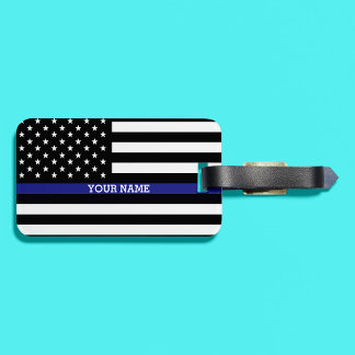 Thin Blue Line - Personalisierte amerikanische Fla Gepäckanhänger