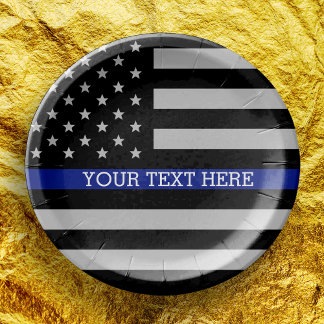 Thin Blue Line - Personalisierte amerikanische Fla Pappteller