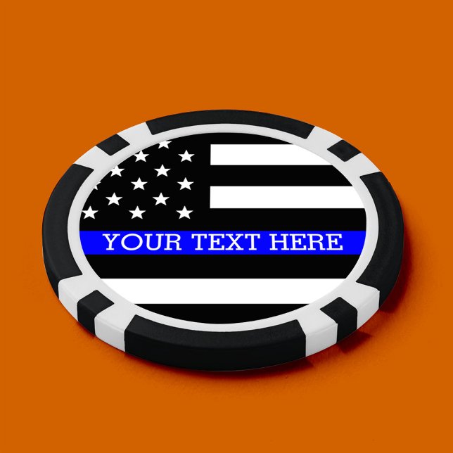Thin Blue Line - Personalisierte amerikanische Fla Pokerchips (Von Creator hochgeladen)