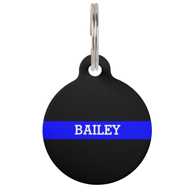 Thin Blue Line - Personalisierte benutzerdefiniert Tiernamensmarke (Vorderseite)