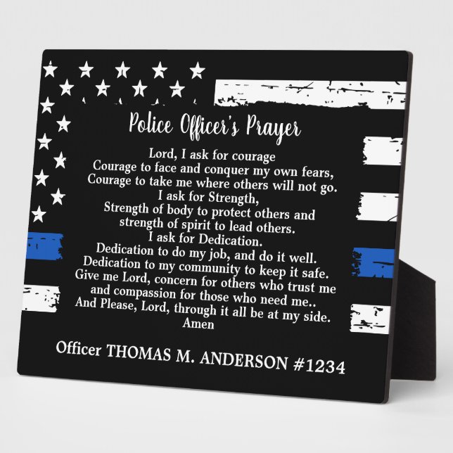 Thin Blue Line Personalisierter Polizeibeamter Geb Fotoplatte (Seite)