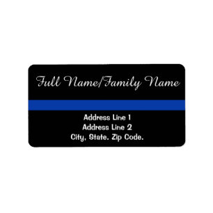 Thin Blue Line Persönlicher White Text Adressaufkleber