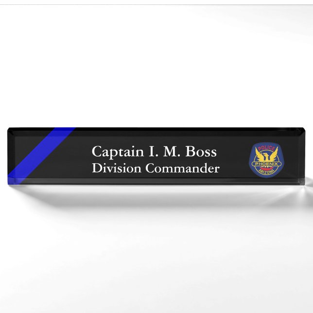Thin Blue Line - Phoenix PD Patch Desk Name Plate Namensplakette (Vorderseite)
