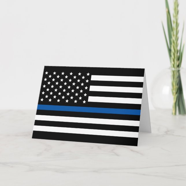 Thin Blue Line Police American Flag Karte (Vorderseite)