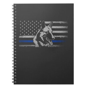 Thin Blue Line Police Belgium Malinois Hund Notizblock