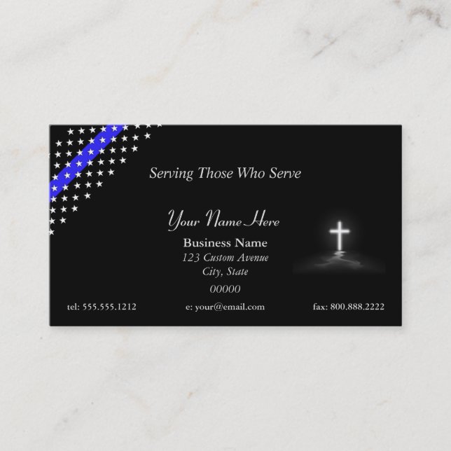 Thin Blue Line Police Chaplain Cross Business Card Visitenkarte (Vorderseite)