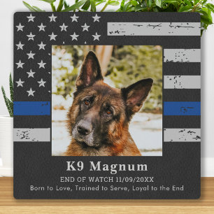 Thin Blue Line - Police Dog Photo EOW - Officer K9 Fotoplatte