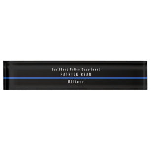 Thin Blue Line Police Modern Monogram Namensplakette