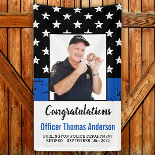 Thin Blue Line Police Officer Pensionierung Party Banner