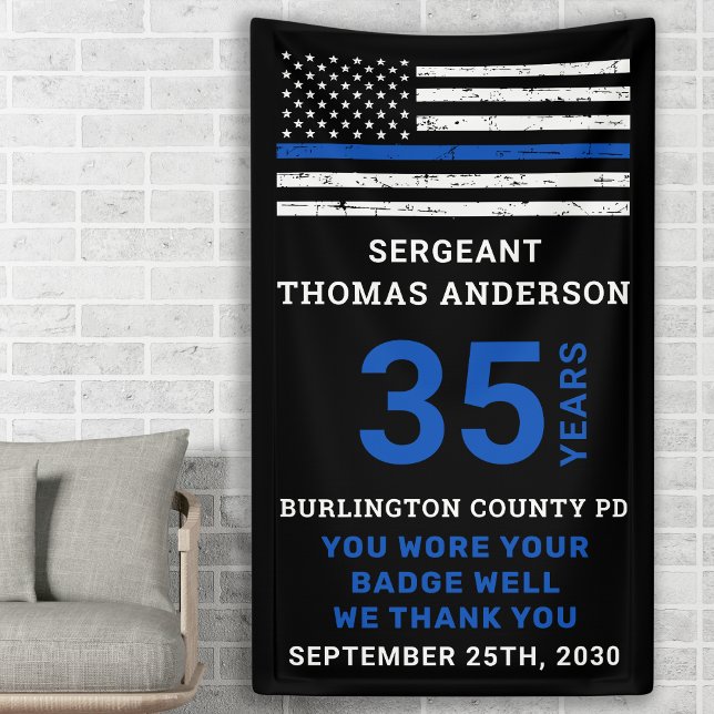 Thin Blue Line Police Officer Pensionierung Party Banner (Von Creator hochgeladen)