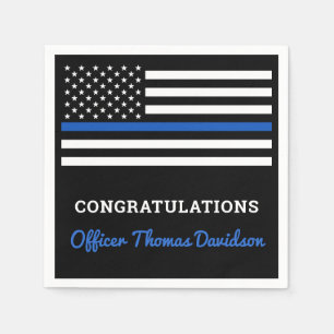Thin Blue Line Police Party Herzlichen Glückwunsch Serviette