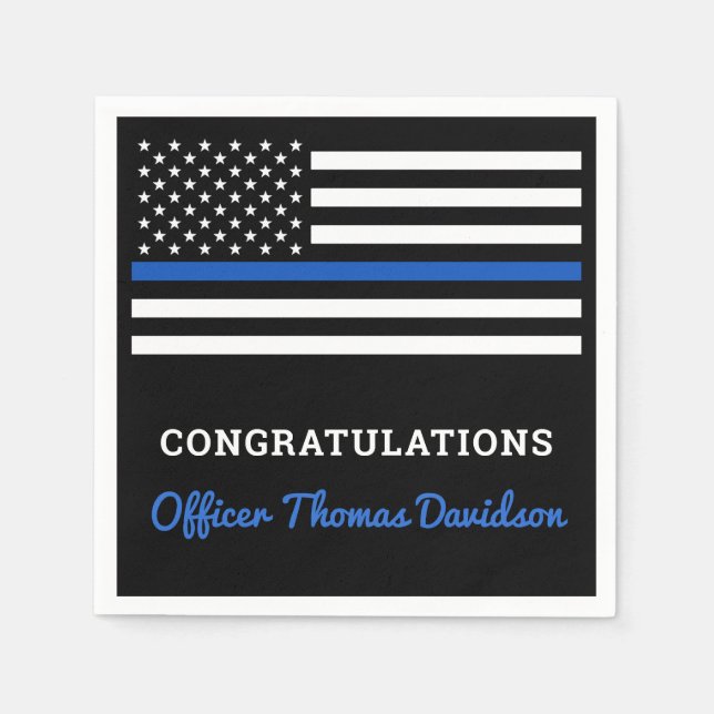 Thin Blue Line Police Party Herzlichen Glückwunsch Serviette (Vorderseite)
