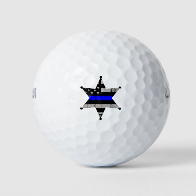 Thin Blue Line Police Sheriffs Abzeichen Golfball (Vorderseite)
