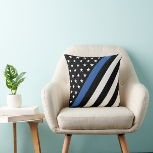 Thin Blue Line Police Stars and Stripes Wurfkissen Kissen