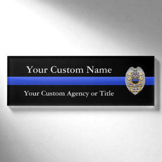 Thin Blue Line Police Virtuelle Badge Namenschild