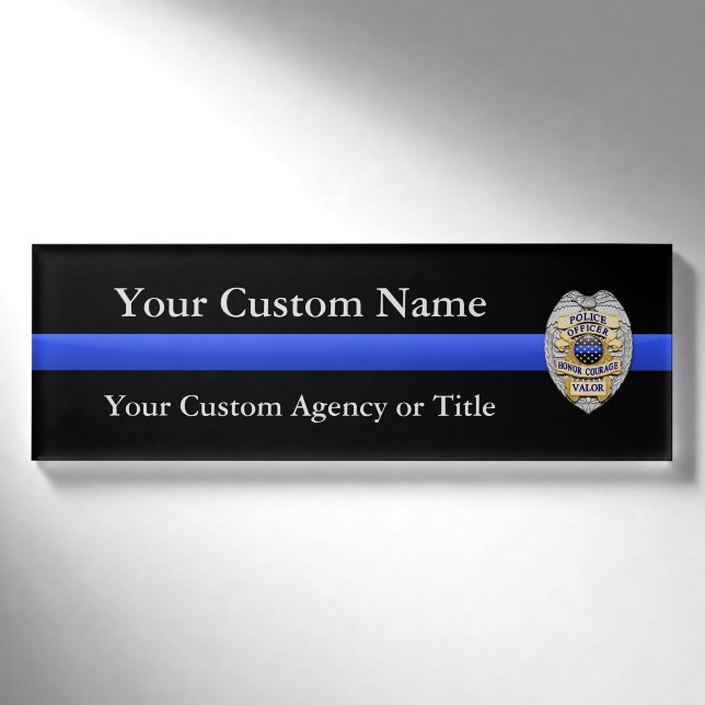 Thin Blue Line Police Virtuelle Badge Namenschild (Vorderseite)