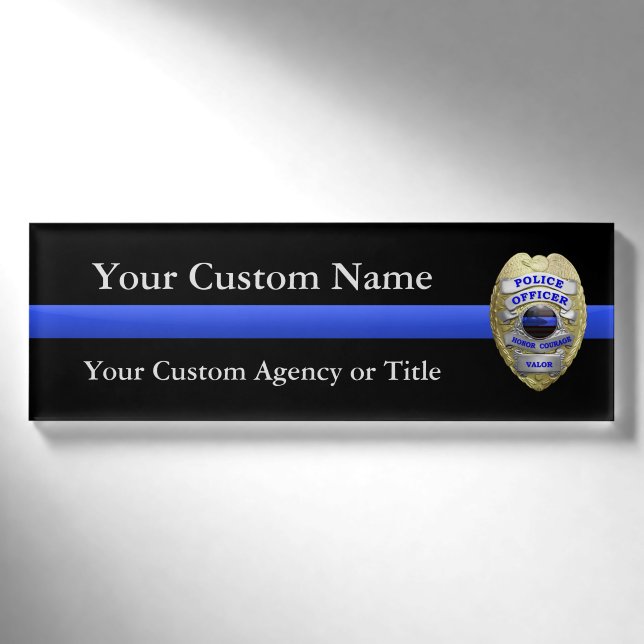 Thin Blue Line Police Virtuelle Badge Namenschild (Vorderseite)