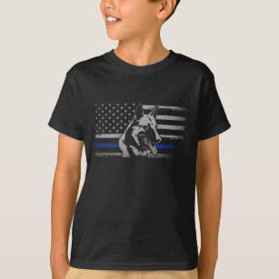 Thin Blue Line Polizei Belgisch Malinois Hund T-Shirt