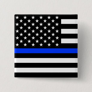 Thin Blue Line Polizei-Flagge Button