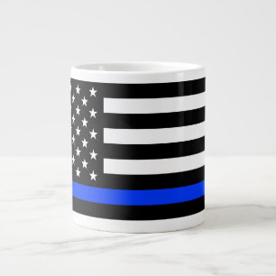 Thin Blue Line Polizei-Flagge Jumbo-Tasse