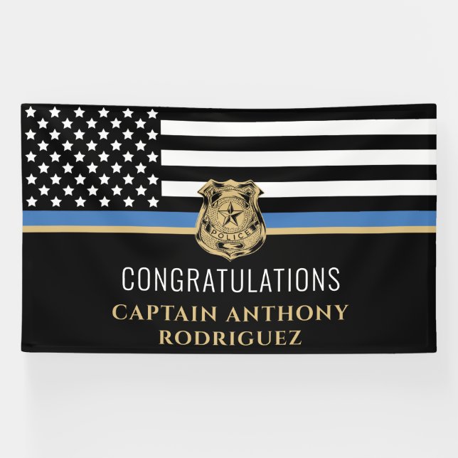 Thin Blue Line Polizei Polizeieinweisung Banner (Horizontal)