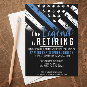 Thin Blue Line Polizei Polizeieinweisung Einladung