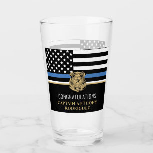 Thin Blue Line Polizei Polizeieinweisung Glas