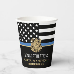 Thin Blue Line Polizei Polizeieinweisung Pappbecher