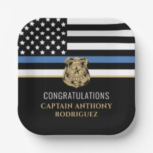 Thin Blue Line Polizei Polizeieinweisung Pappteller