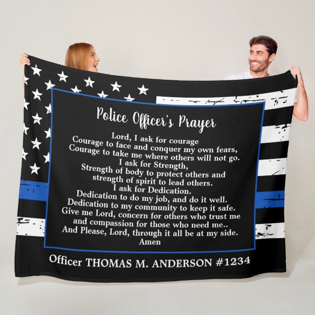 Thin Blue Line Polizeibeamte Gebet Fleecedecke (Beispiel)