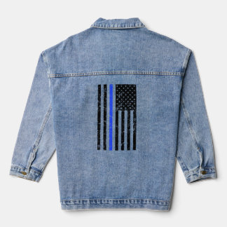 Thin Blue Line - Polizeibeamte - Not leidende Flag Jeansjacke