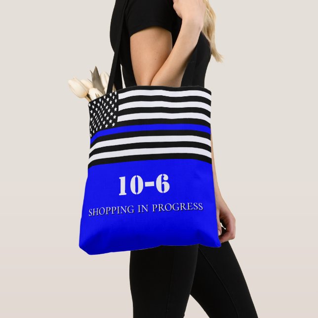 {Thin Blue Line} Polizeibeamter 10-6 Code Einkaufs Tasche (Von Nahem)