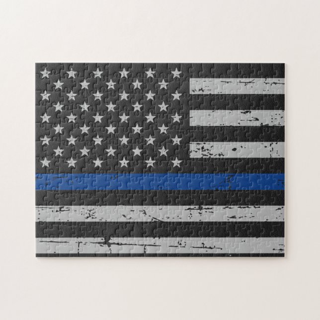 Thin Blue Line - Polizeichef - Amerikanische Flagg (Horizontal)