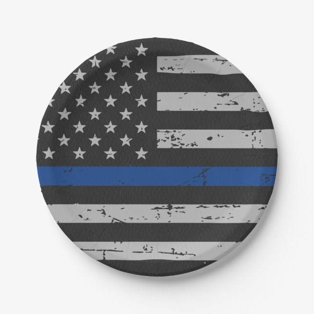 Thin Blue Line - Polizeichef - Amerikanische Flagg Pappteller (Vorderseite)