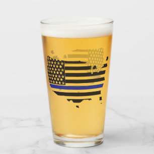 Thin Blue Line Polizeisupport, USA-Flagge Patrioti Glas