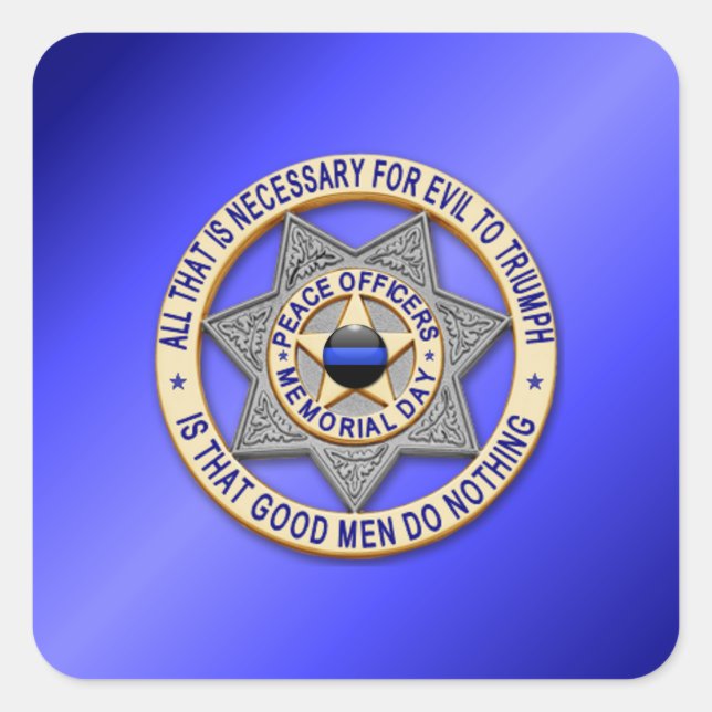 Thin Blue Line Quadratischer Aufkleber (Vorderseite)
