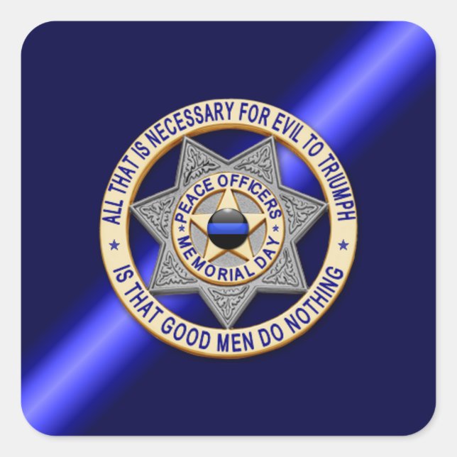 Thin Blue Line Quadratischer Aufkleber (Vorderseite)